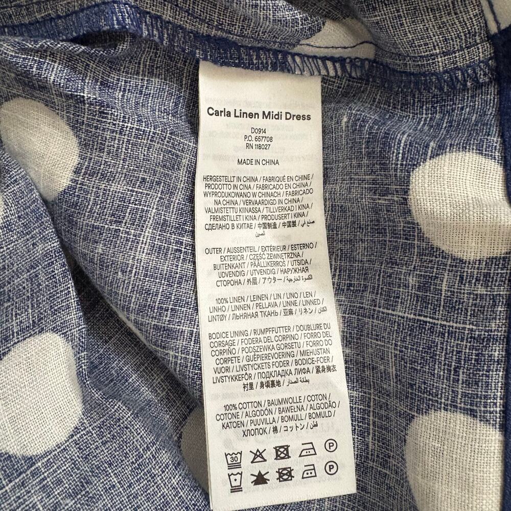 Boden Carla Linen Midi Polka Dot Dress 14 - Picture 3 of 9